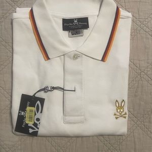 Short Sleeve Polo. Psycho Bunny, White, XXL.